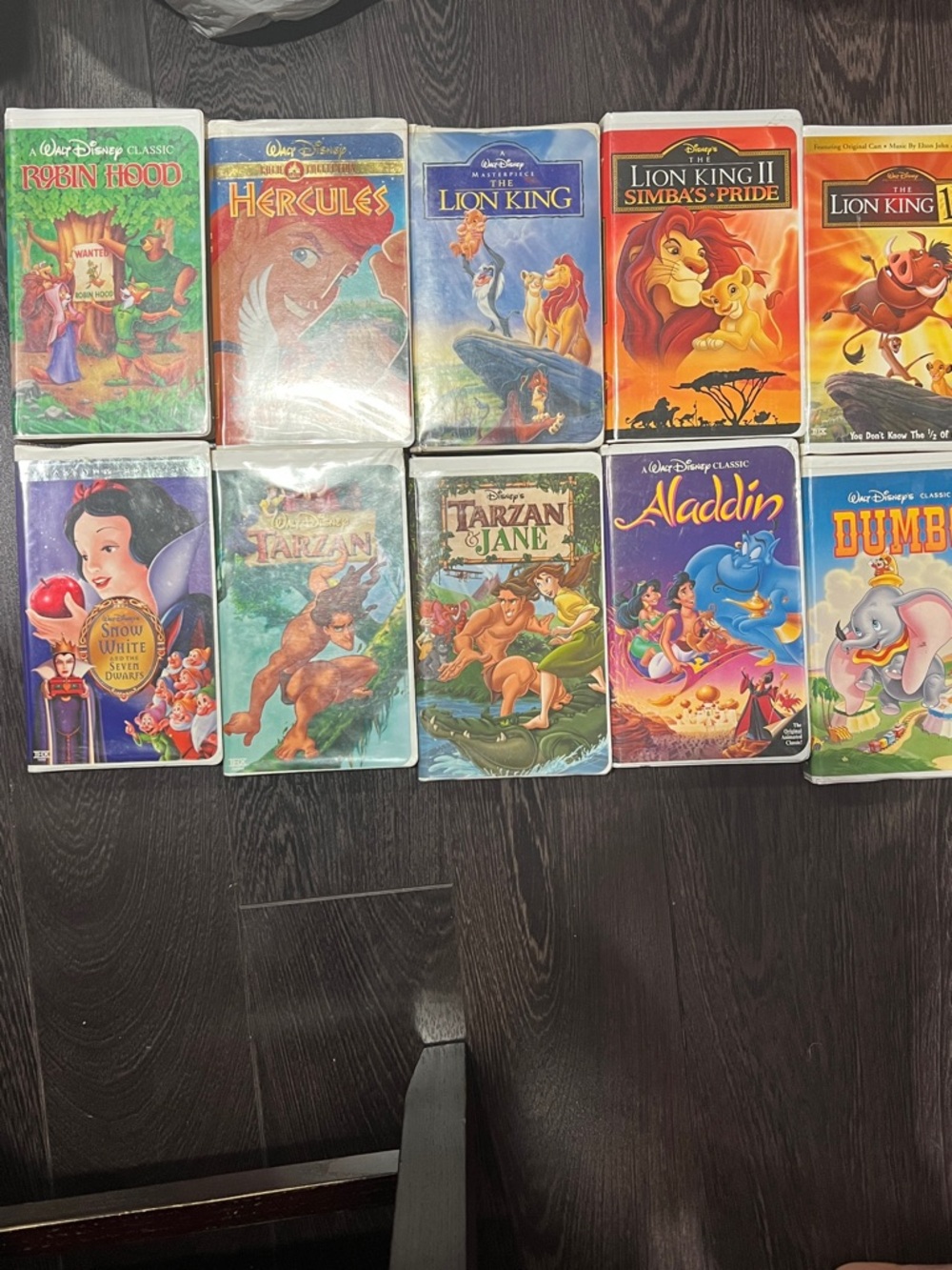 VHS Disney lot of 10 Lion King Snow White Tarzan Robin Hood Hercules Dumbo